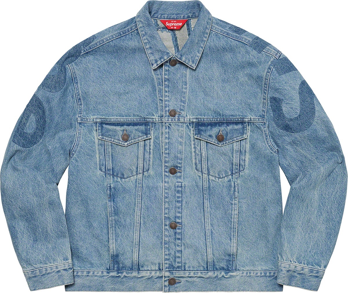 Inset Logo Denim Trucker Jacket view 12